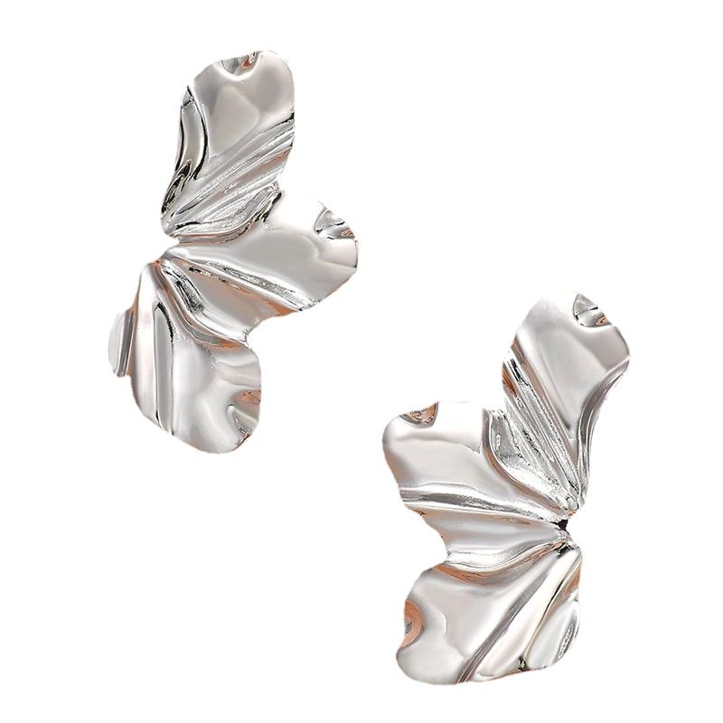 Винтажные геометрические серьги-гвоздики с преувеличенными листьями, нестандартные металлические серьги