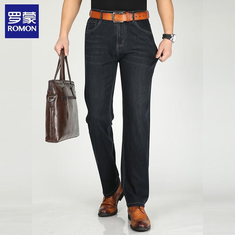 ROMON Мужские эластичные прямые джинсы в стиле business casual
