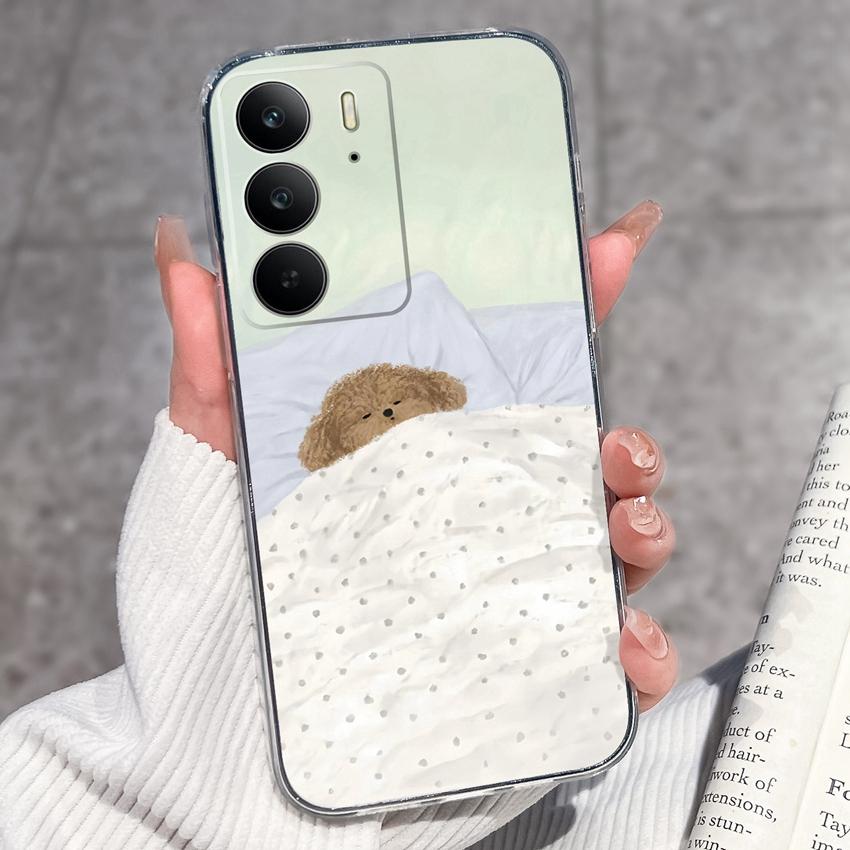 Для Oppo Realme C75 C75x C71 C67 C63 C55 C35 C33 C21Y C20 C15 Прозрачные чехлы для телефона Очаровательные кошачьи узоры Защитная пленка Пылезащитный чехол Для корпуса Oppo