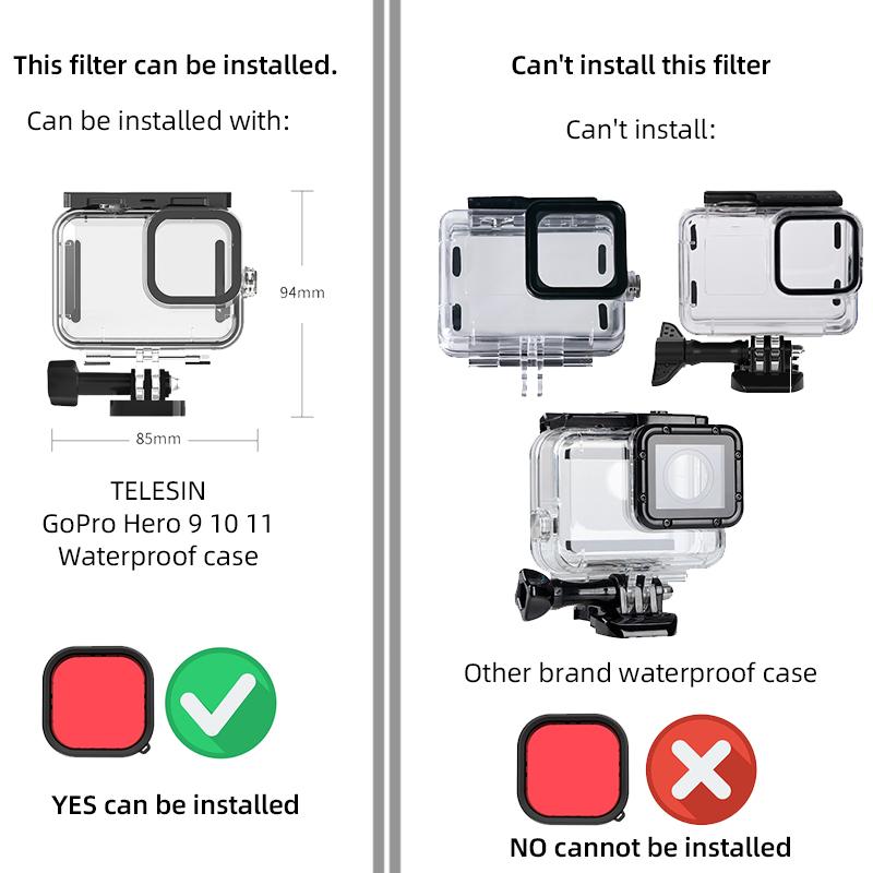 Для GoPro Hero 12 11 Плавающая палка Водонепроницаемый чехол Фильтры Противотуманные листы Набор Помощник для дайвинга для GoPro 12 11 10 9 Аксессуары