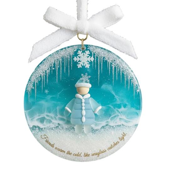 Украшение-дружба из морского стекла Круглое Ручной работы Украшение на елку из морского стекла с трогательным посланием Подарки дружбы для лучших друзей