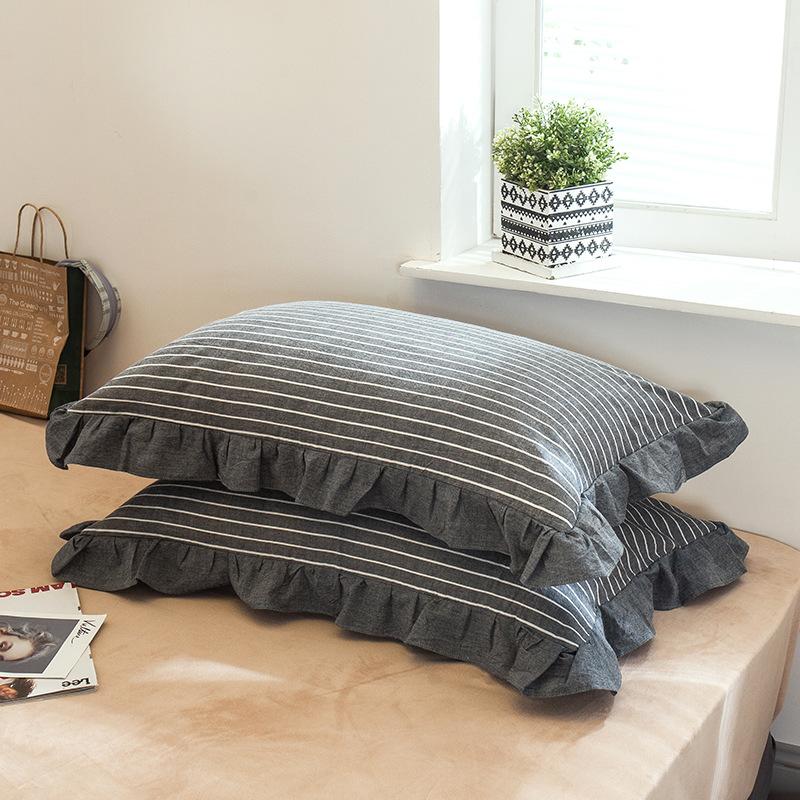 2pcs Fashion French Pillowcase (Without Pillow Core), Soft Breathable Solid Color Lace Pillow Covers, Pillow Protector For Bedroom Sofa Home Decor