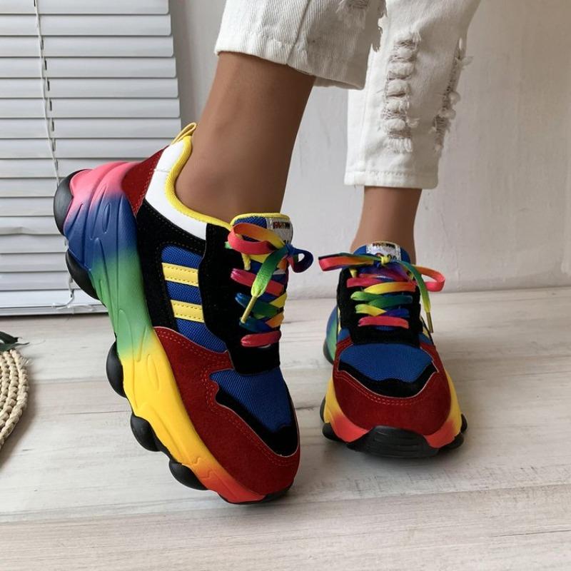 Fashion Women Sneakers Spring Autumn Sports Shoes Multicolor Casual Lace-up Comfortable Platform Running Shoe Footwear Plus Size 43