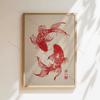 Koi Fish Print Japanese Koi Vintage Sardine Poster Asian Wall Art Zen Decor Minimalist Poster Water Garden Print Nature Artwork