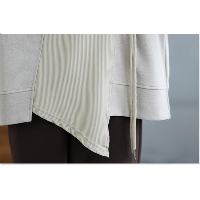 Dimanaf 2025 Новая весна Женская свободная повседневная футболка с длинным рукавом и круглым вырезом, базовые топы с пуговицами, новый пуловер