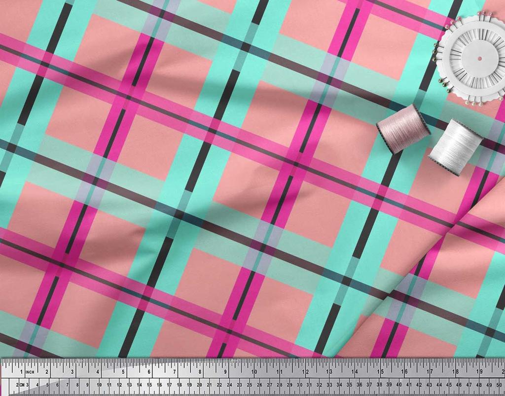 Soimoi Ткань японский креп-сатин в клетку с принтом в клетку швейная ткань метр 42 дюйма