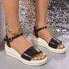 Roman Sandals Clear Heels Black Shoes for Women Wedge Espadrilles Platform 2024 Summer Gladiator Beige High Thick High-hee