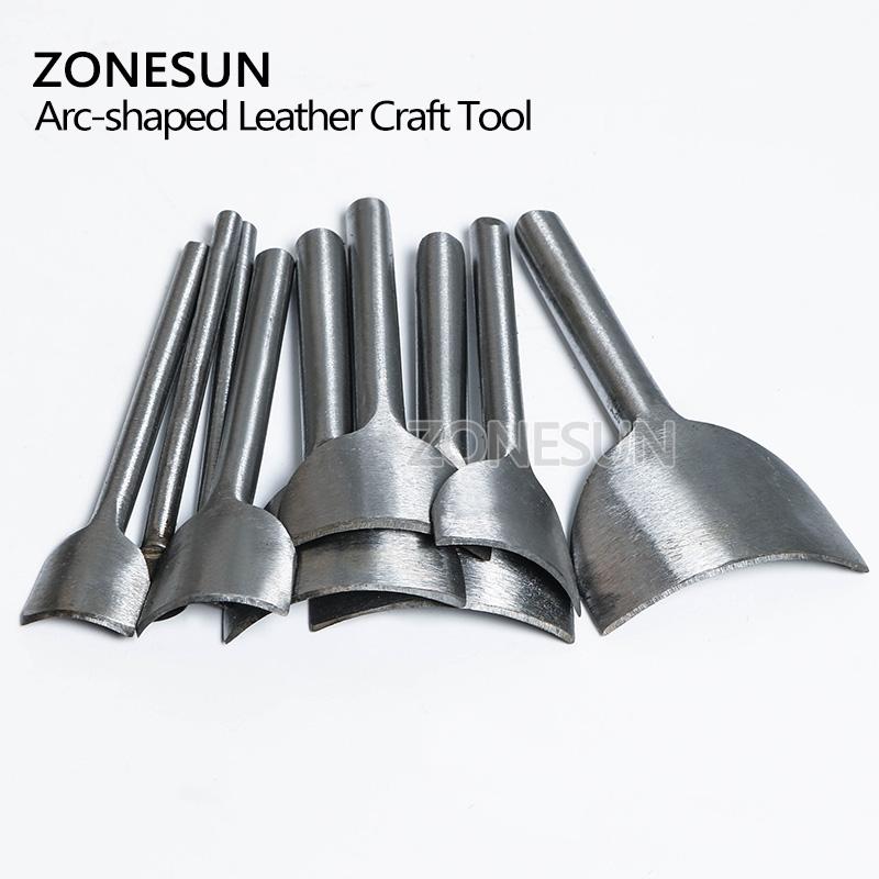 ZONESUN 9PCS leather punch Half-round Cutting Tool Belt Edge Shape Cutter Kits Leather Corner Cutter Belt Hollow Puncher