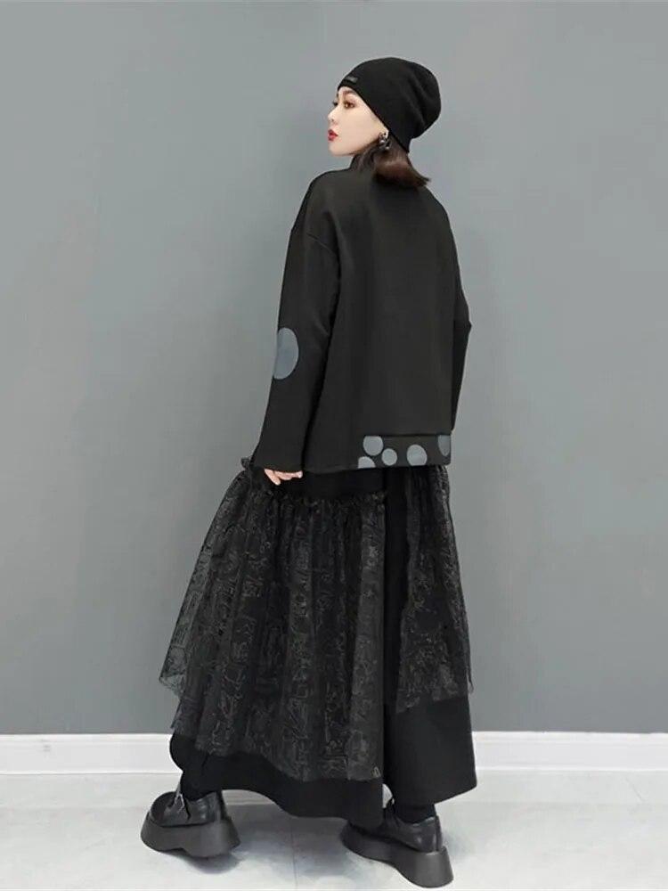 Xitao Сетчатая лоскутная нерегулярная юбка Женская модная черная повседневная юбка GWJ1711