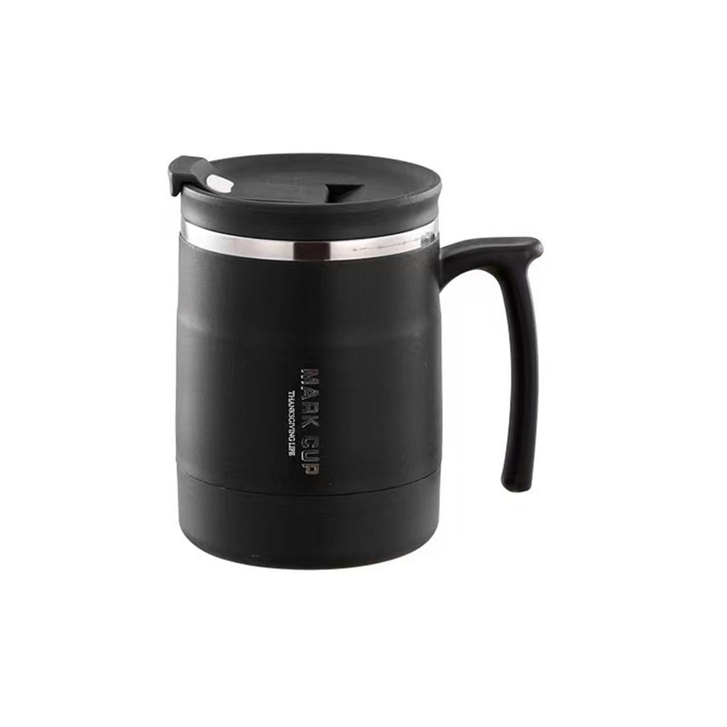 Двухслойная термостойкая кружка из нержавеющей стали с крышкой и ложкой 500 мл