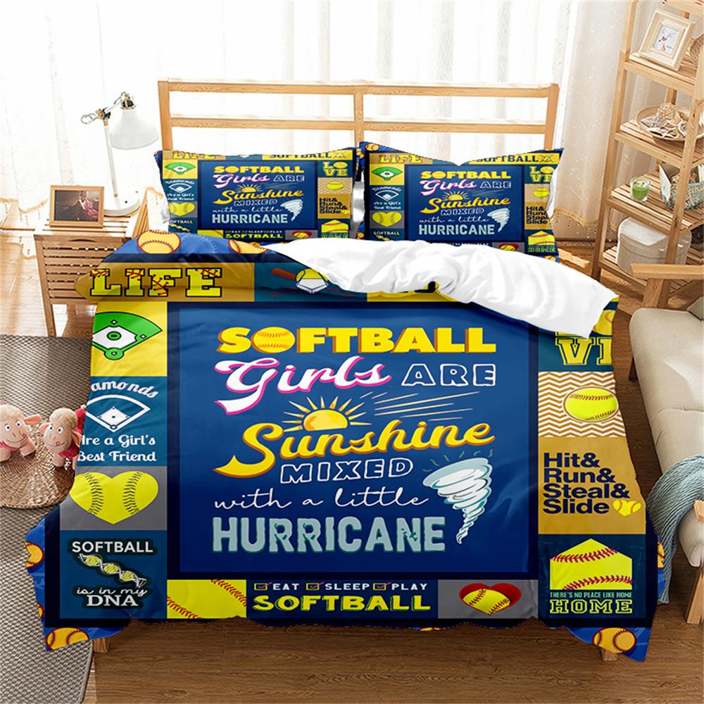 Комплект постельного белья на спортивную тематику для занятий йогой, баскетболом, софтболом, балетом, размер King Queen для детей, мальчиков и девочек, пододеяльник для спортсменов