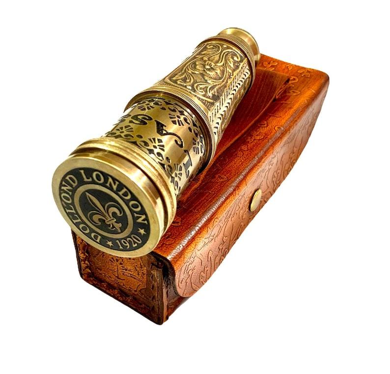 1920 Telescope – Brass Nautical Spyglass with Case for Collectors & Décor