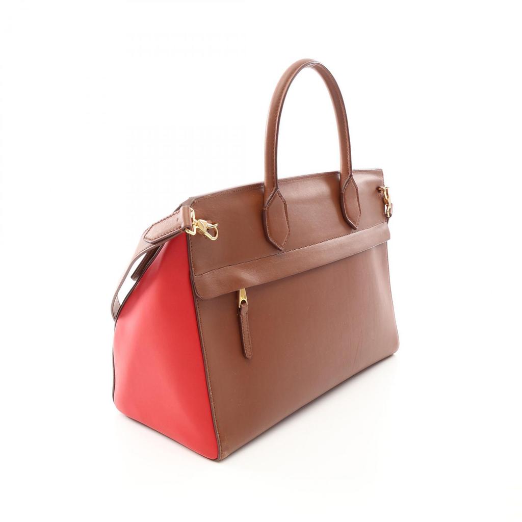 Used BURBERRY Elizabeth 2WAY Tote Bag leather Brown Red Used Women