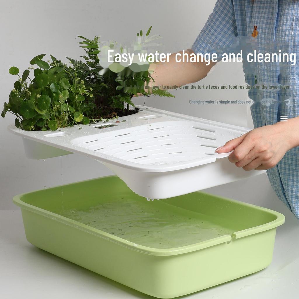 Террариум для черепах с платформами для принятия солнечных ванн и лазания, конструкция, препятствующая побегу, отдельный вольер для размножения