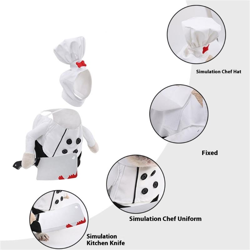 Креативный костюм питомца для косплея повара с ножом и поварским колпаком, забавный наряд повара для собак и кошек, для повседневной носки, для Хэллоуина