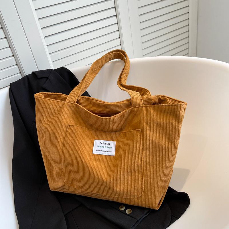 Большая вместительная вельветовая женская сумка через плечо, модная, свежая и простая полосатая бархатная сумка, сумка для студентов в стиле арт-досуг