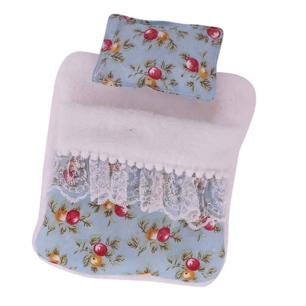 Fashion Flower Pattern Doll Bed Set with Pillow And Sleeping Bag For Labubu Plush Figure Dolls 17cm Ball Joint Dolls