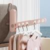 2Pcs 7 Holes Folding Clothes Hanger Rack Plastic Clothes Hanger Foldable Travel Hanger Dormitory