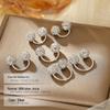 Banyan Tree S999 Silver U-shaped Diamond Ball Earrings for Women