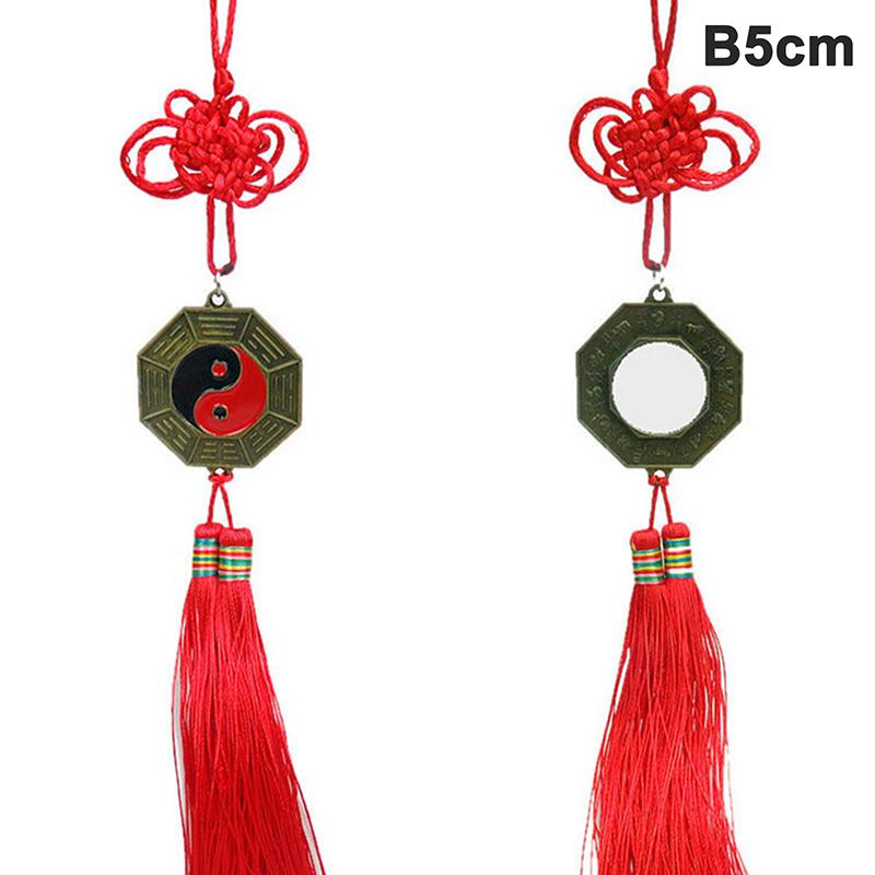 Китайское зеркало фэн-шуй Инь-Ян Багуа с подвесным декором в виде китайского узла