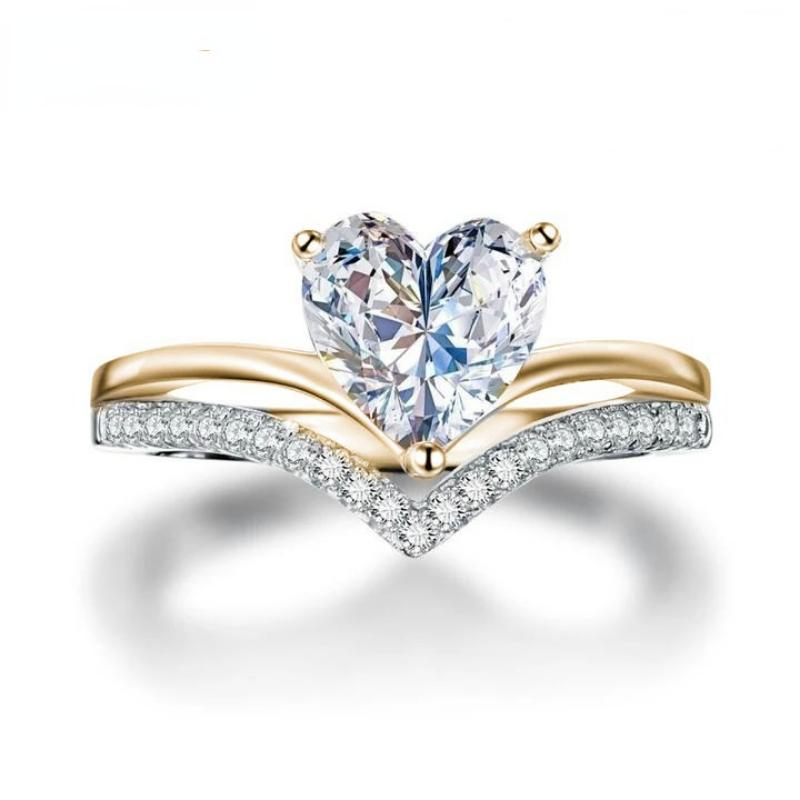 Luxury Heart Shape Zircon Engagement Ring