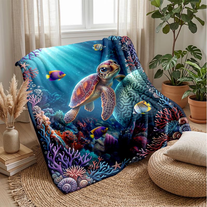 Ocean Life Adventure 51 Theme blanket Lightweight Warm Flannel Blanket Decorative Throw Blanket for Home Decoration