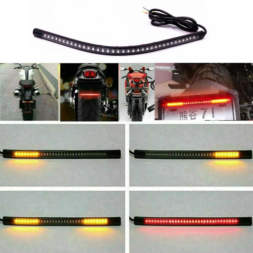 Motorcycle LED Lamp Bar Strip Flowing Turn Signal Universal 36 Tail Rear Brake Stop Flexible Soft Rubber Light