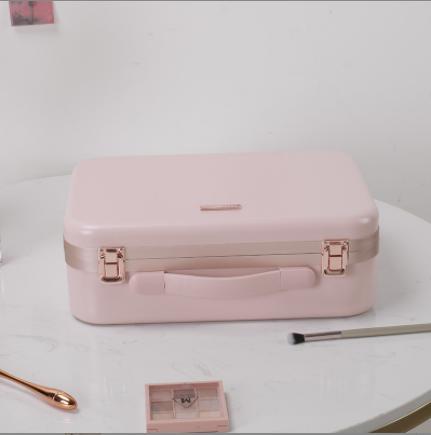 Professional Trolley Makeup Case Large Led Mirror Cosmetic Makeup Case Aluminum Makeup Box with Light for Travel