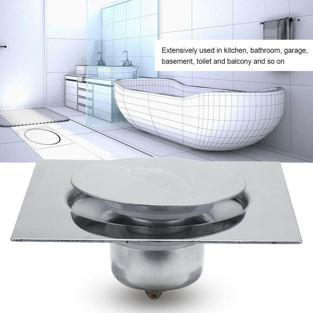 Removable Cover Grate Pedal Bounce Floor Drain Square Shower Drain Durable Floor Drain Garage