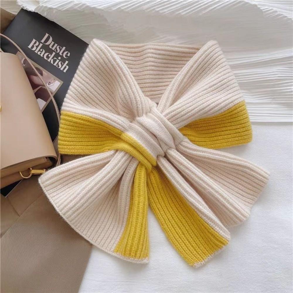 Knitting Shawl Wrap Mixed Color Neck Warmer Elegant Cross Scarf