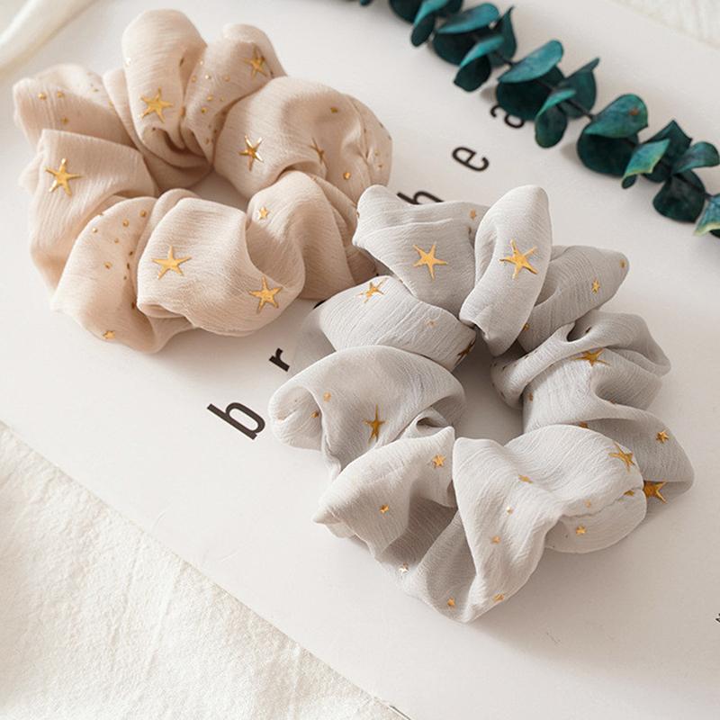 Women Girls Sweet Bright Print Elastic Hair Rubber Bands Ponytail Holder