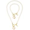 Exquisite Heart Pendant Jewelry Set Crystal Pearl Necklace Set Necklace Bracelet Set  Banquet