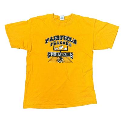 Футболка Fairfield Falcons с графическим принтом США Y2K 00-х Желтая Мужская