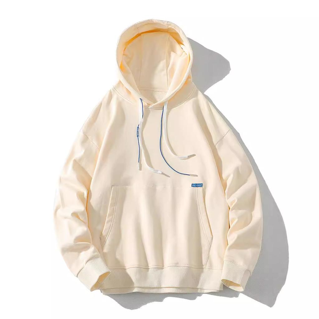 Толстовка мужская осенне-зимняя, новая, с капюшоном, уличная, в стиле Гонконга, свободная, однотонная, универсальная, плюс бархатная, пара, пуловер, куртка