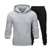 Мужские однотонные спортивные костюмы, осенне-зимний модный повседневный теплый спортивный костюм, спортивный мужской комплект толстовок с капюшоном