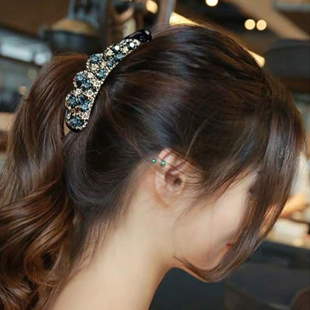 Головной убор для женщин, аксессуары для волос с бриллиантами, заколка для волос в корейском стиле, зажим-банан, держатель для хвоста