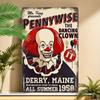 1 Pennywise Dancing Clown Vintage Metal Tin Sign, Aluminum Retro Wall Art for Bar, Pub, Cafe, Home Decor, Rustic Iron Painting