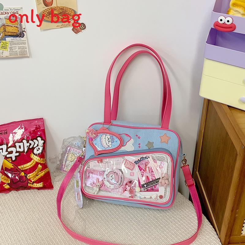 Цвет Кость Блокировка Сердце Декор Женская Повседневная Сумка на Одно Плечо Квадратная Сумка Итабаг