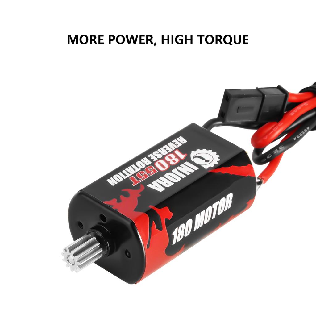 INJORA 180 Brushed Motor 48T 55T with Stainless Steel Pinion for 1/18 RC Crawler TRX4M Upgrade (INM11)