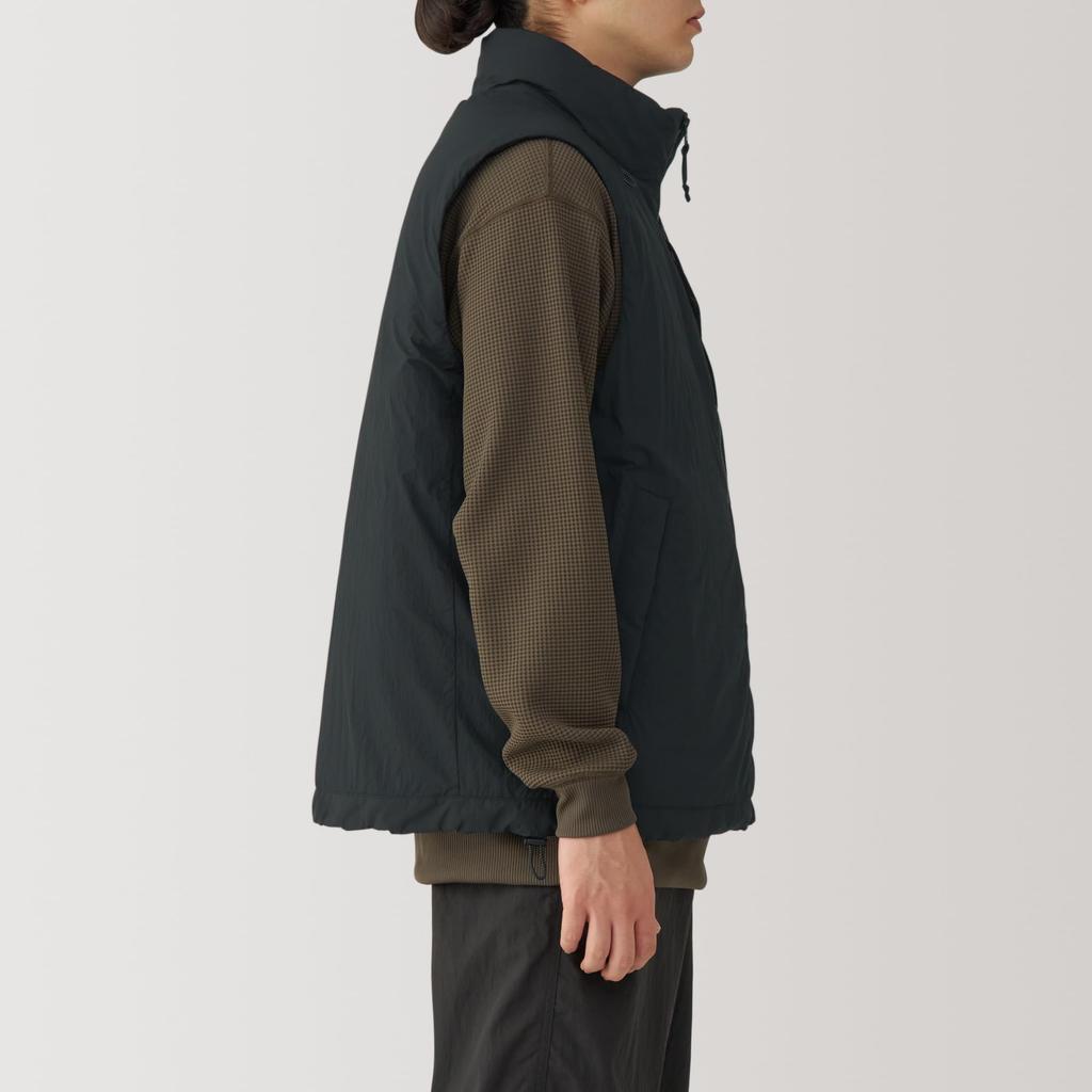 MUJI Men's Water-Repellent, Washable, Padded Walking Vest, AG003A4A, Black, Men's XL