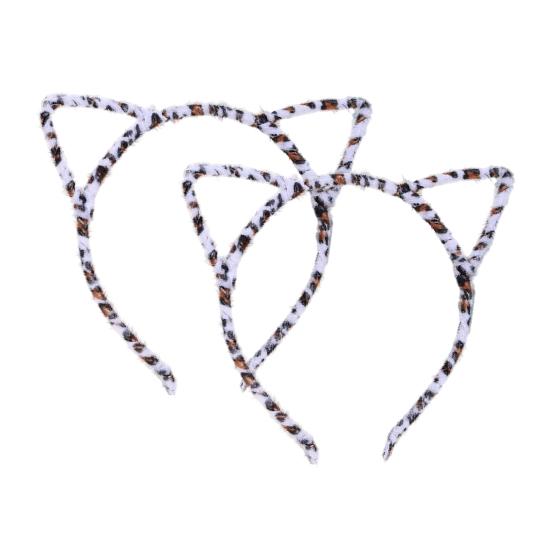 2 шт. Повязки на голову с кошачьими ушками, леопардовый принт, черный кот, котенок, животные ушки, обруч для волос, аксессуары для костюма на Хэллоуин, вечеринку, косплей