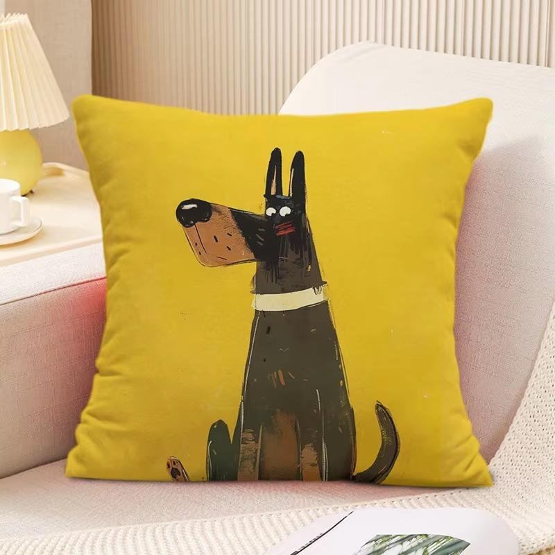 Adorable Puppy Pattern Pillow Cover, Double Sided Polyester Square Cushion for Living Room Bedroom Home Decor Gift Idea