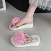 Flip-flops Flower Beach Cool Slippers for Women Summer Wear 2025 Summer Thick-soled Princess Height-increasing Thick-soled Cool Slippers for Women