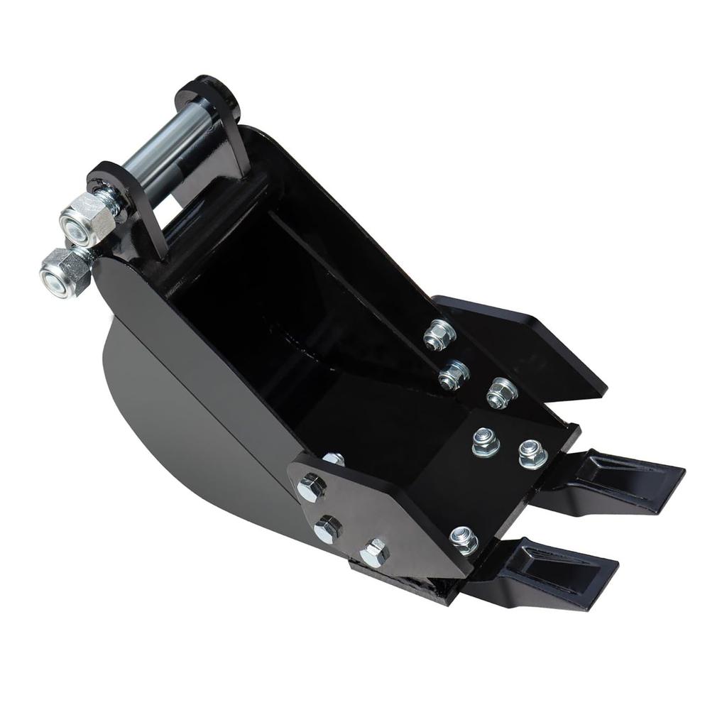 Narrow Digging Bucket 7.87in 0.98in Hole Dia 3.54in Center Wheelbase Metal Teeth for Trenching Digger Mini Excavator