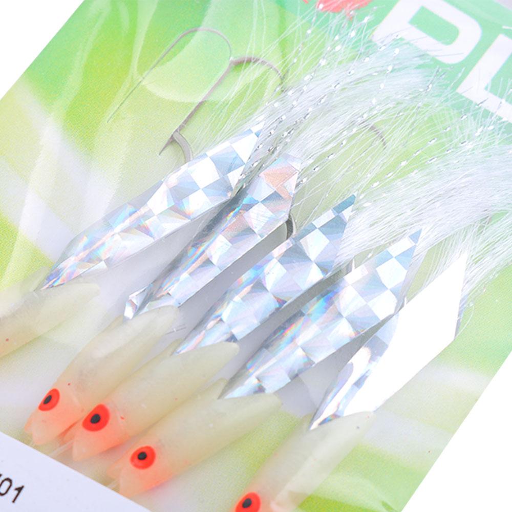 5pcs Hot Sharp Carbon Steel Luminous Fishing Hook Durable Head Fishing Tackle Treble Bait