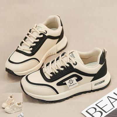 Кроссовки Женские 2025 Новые Весенние На Плоской Подошве Легкие Беговые Кроссовки Студенческие Универсальные Повседневные Туфли Кожаная Поверхность Водонепроницаемые Универсальные