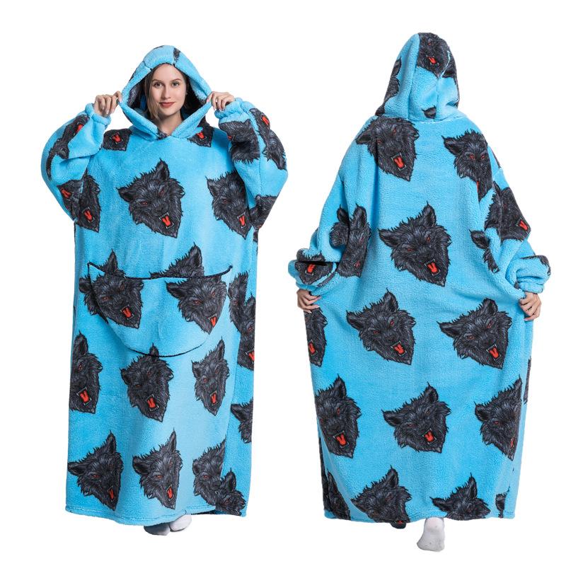 Зимний теплый флисовый халат с капюшоном для женщин, большое одеяло 140 см с рукавами, флисовые теплые толстовки, толстовки, гигантское ТВ-одеяло, женский халат с капюшоном