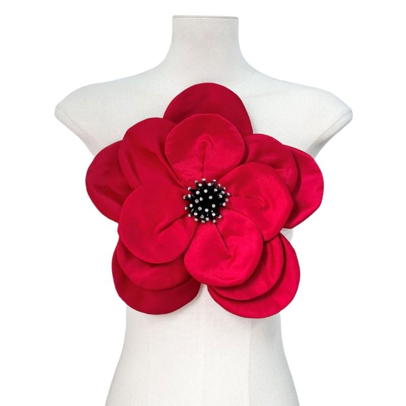 Multi Layer Soft Fabric Large Flower Brooch Stylish Breastpin for Dresses and Tops Floral Shaped Corsage Party Accessory