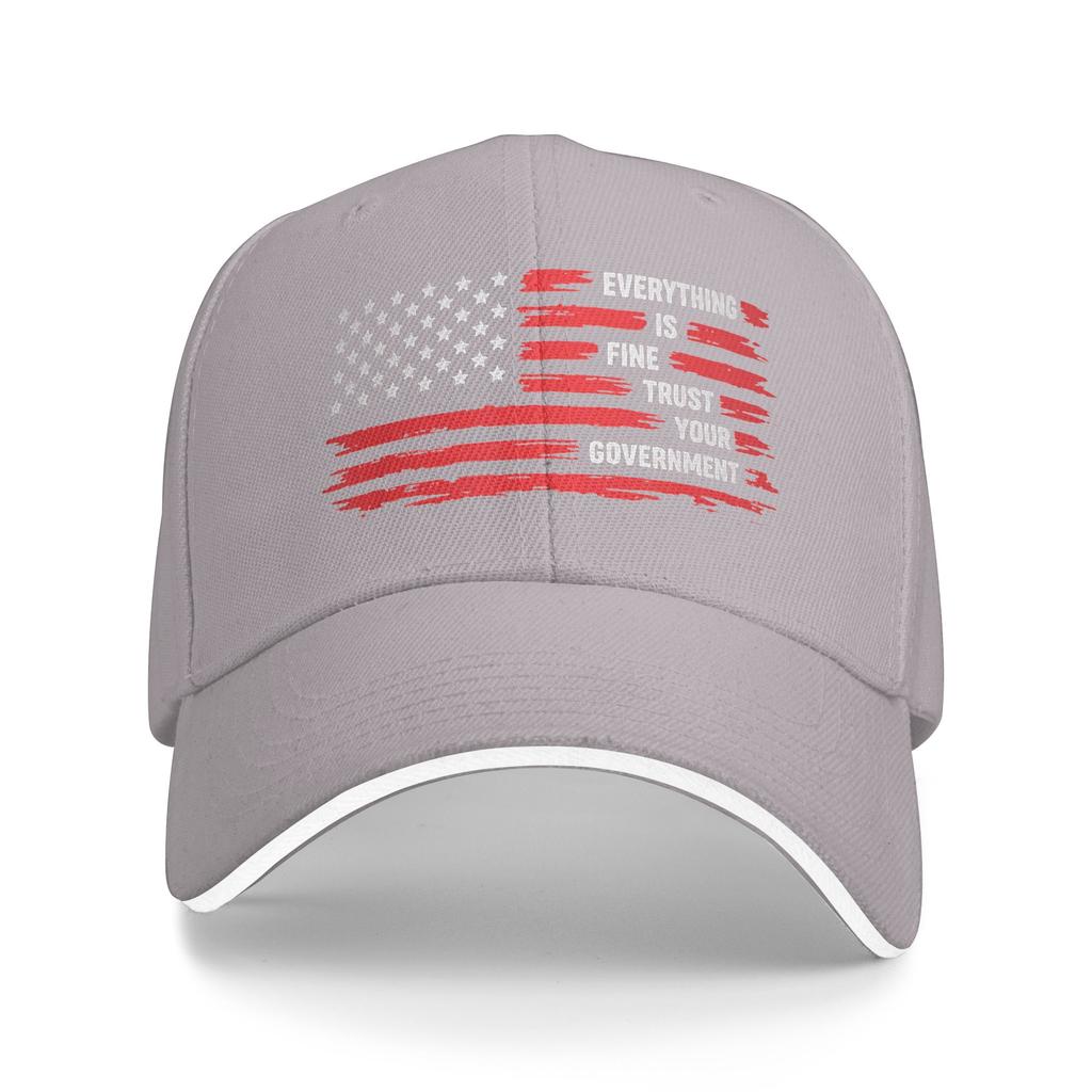 Everything is Fine Trust Your Government Sun Baseball Cap Summer Streetwear Trucker Hat For Male Tennis Skate Baseball Caps