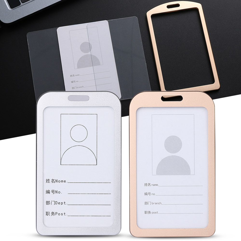 Exhibition Office School Vertical ID Business Case Aluminum Alloy Name Card Work Card Holders
